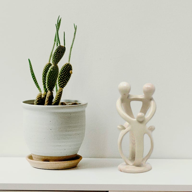 Soapstone Family Sculpture: Natural Stone