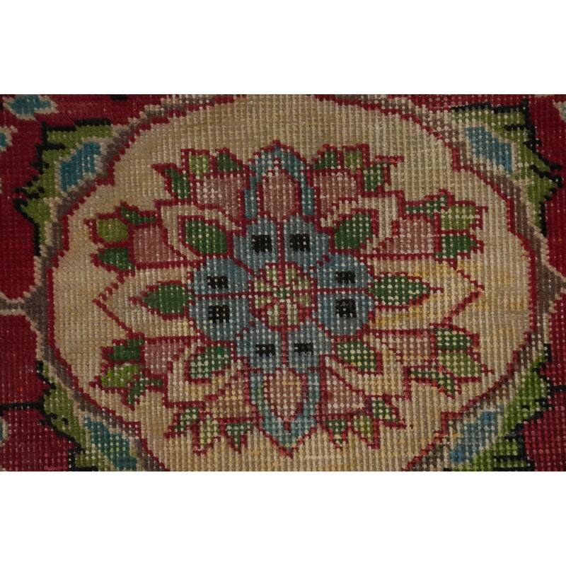 Hand Knotted Oriental 100% Wool Carpet Traditional Floral Red Tabriz Area Rug - 4' 10'' X 3' 2''