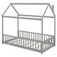preview thumbnail 42 of 48, Twin Size Solid Wood House Bed with Guardrails for Toddlers