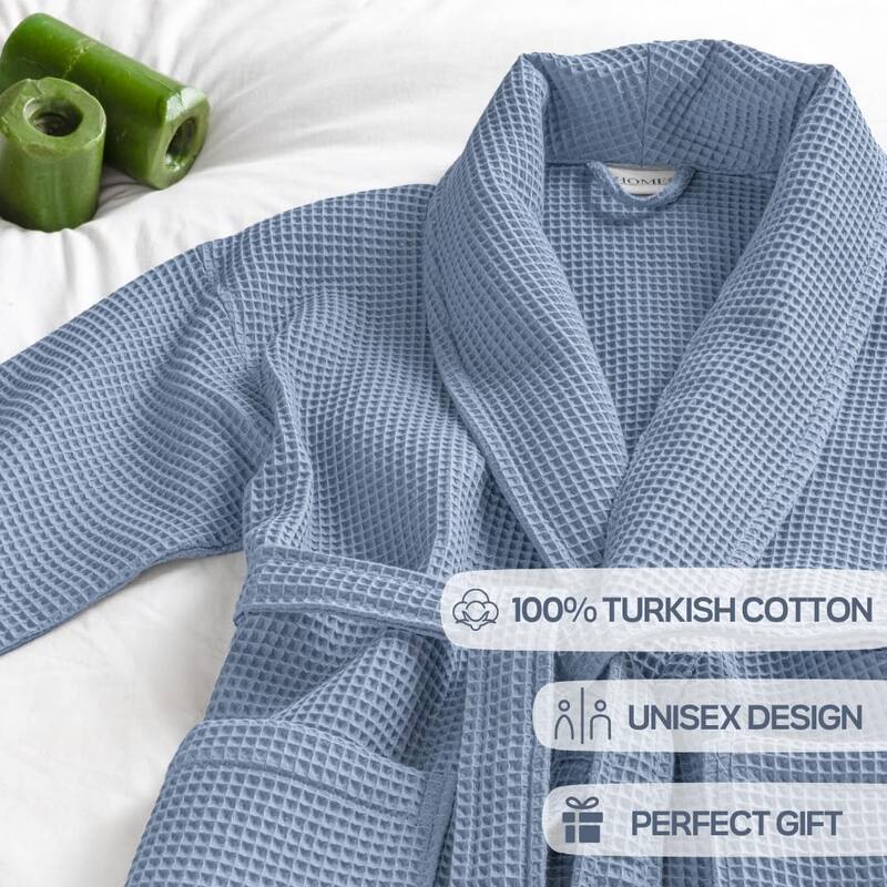 Salbakos Home1961 Lightweight Cotton Waffle Robe – Unisex Spa Bathrobe