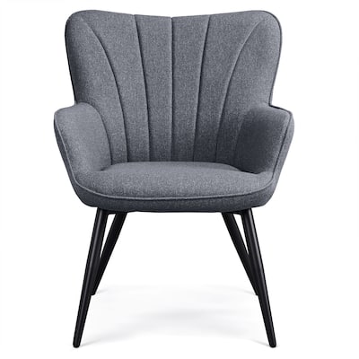 Yaheetech Modern Fabric Accent Chair Pleated Curved Back Armchair