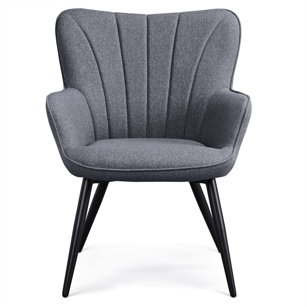 Yaheetech Modern Fabric Accent Chair Pleated Curved Back Armchair