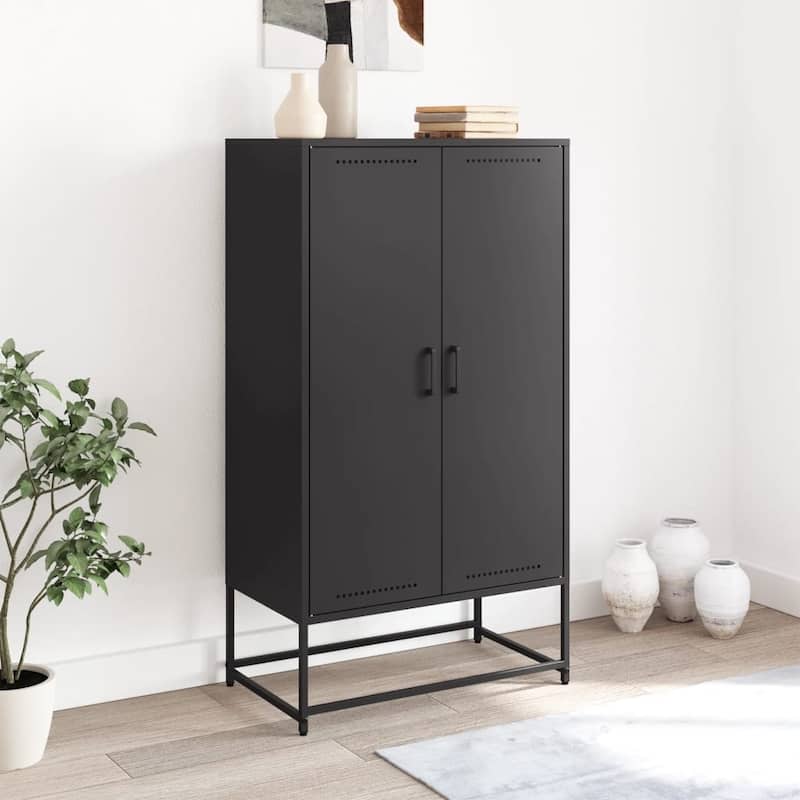 vidaXL Highboard Storage Side Cabinet Cupboard Living Room Furniture Steel - 27.0 x 27.0 x 48.6