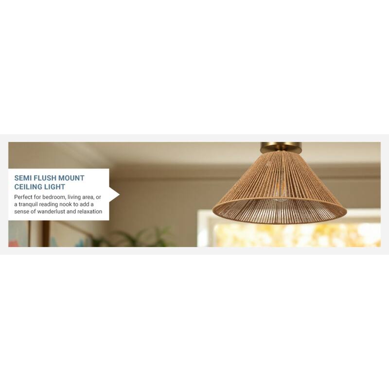 Kenroy Home Twine 1-Light Semi-Flush Mount - Brushed Gold