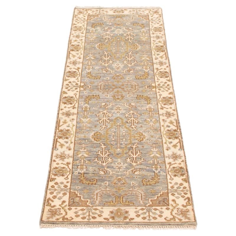ECARPETGALLERY Hand-knotted Royal Oushak Grey Wool Rug - 2'8 x 7'11
