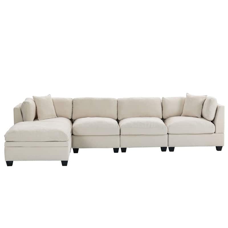 Modular Sofa with Removable Storage Ottoman, 2 Hidden Cup Holders