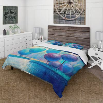 Designart 'Colourful Ornamental Trees V' Modern Duvet Cover Set
