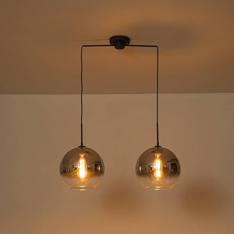 Minimalist Modern 2-Light Hand-blown Gradient Mirror Glass Pendant - 32.3 in