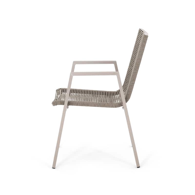 Outdoor Modern Aluminum Dining Chair with Rope Seat (Set of 2)