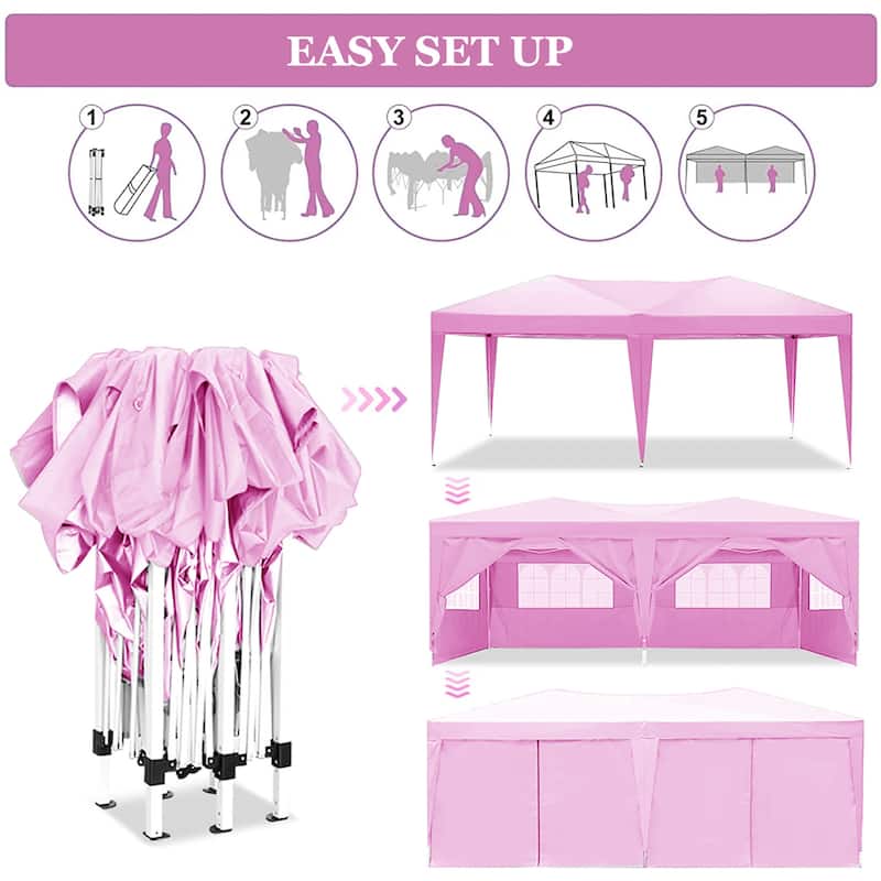 10x20 EZ Pop Up Canopy Outdoor Portable Party Folding Tent - Pink
