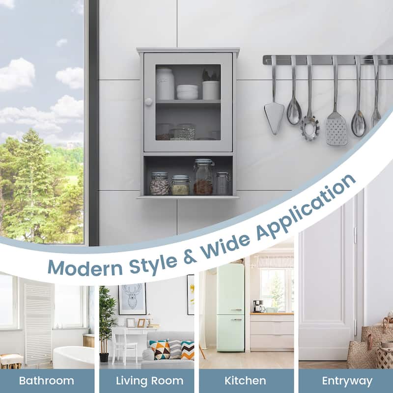 Gymax Wall Mounted Bathroom Cabinet Storage Organize Hanging Medicine