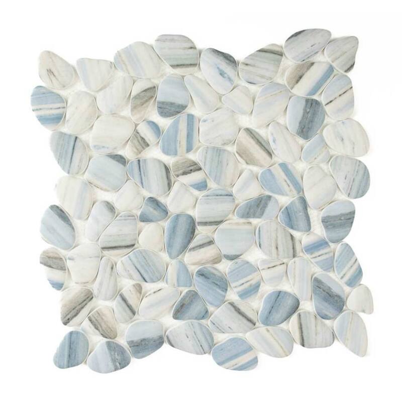 Huron Rock 12x12 Matte Glass Pebble Mosaic Tile - Floor, Wall, Backsplash