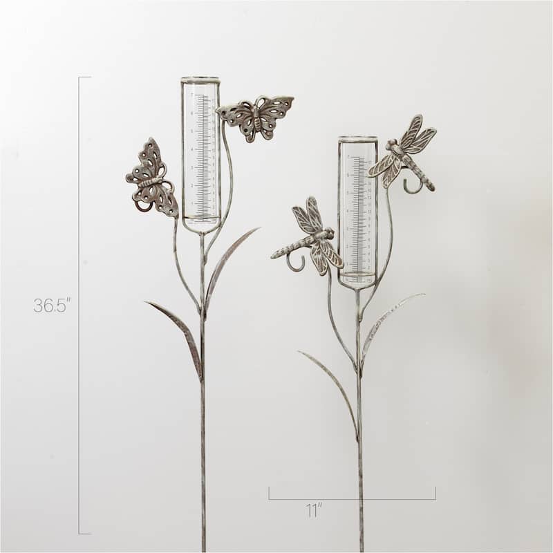 36.5 in Metal Butterfly Garden Stake Rain Gauge