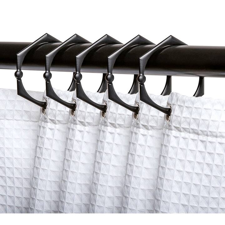 Utopia Alley Rustproof Zinc Shower Curtain Rings for Bathroom, Set of 12 - Matt Black