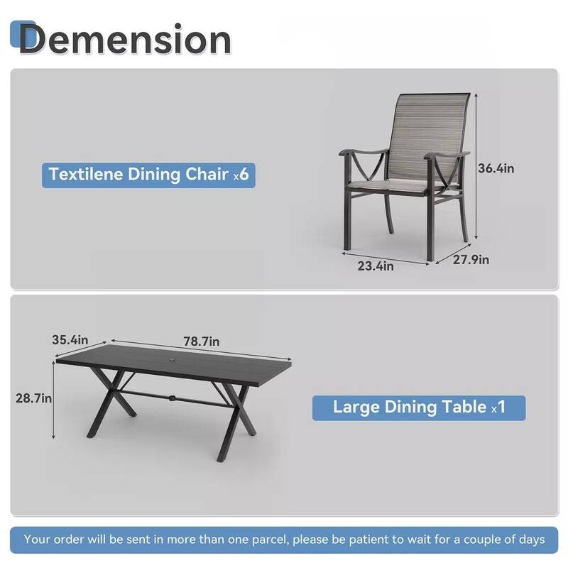Kullavik Textilene Outdoor Dining Set, Patio Dining Set with Single Chairs, Swivel Chairs and Large Table