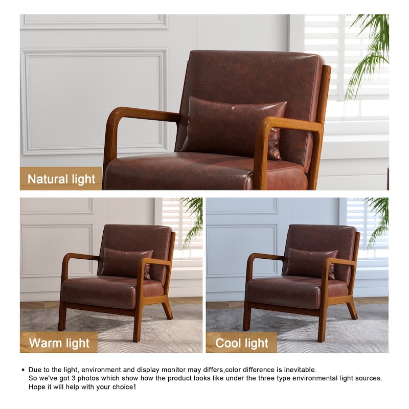 Mid Century Solid Wood Upholstered Accent Chair