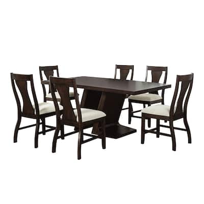 7 Piece Dining Set with Rectangular Tabletop in Espresso