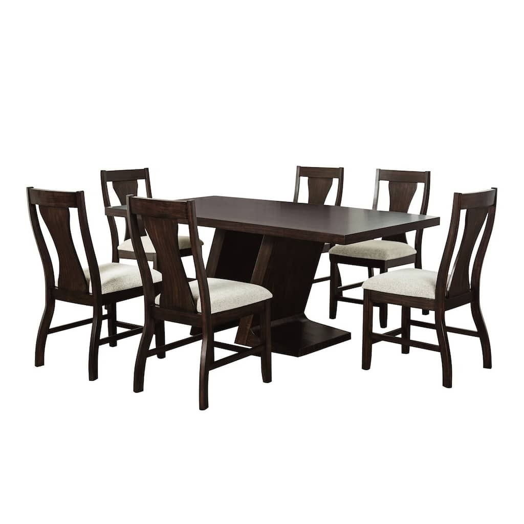 7 Piece Dining Set with Rectangular Tabletop in Espresso