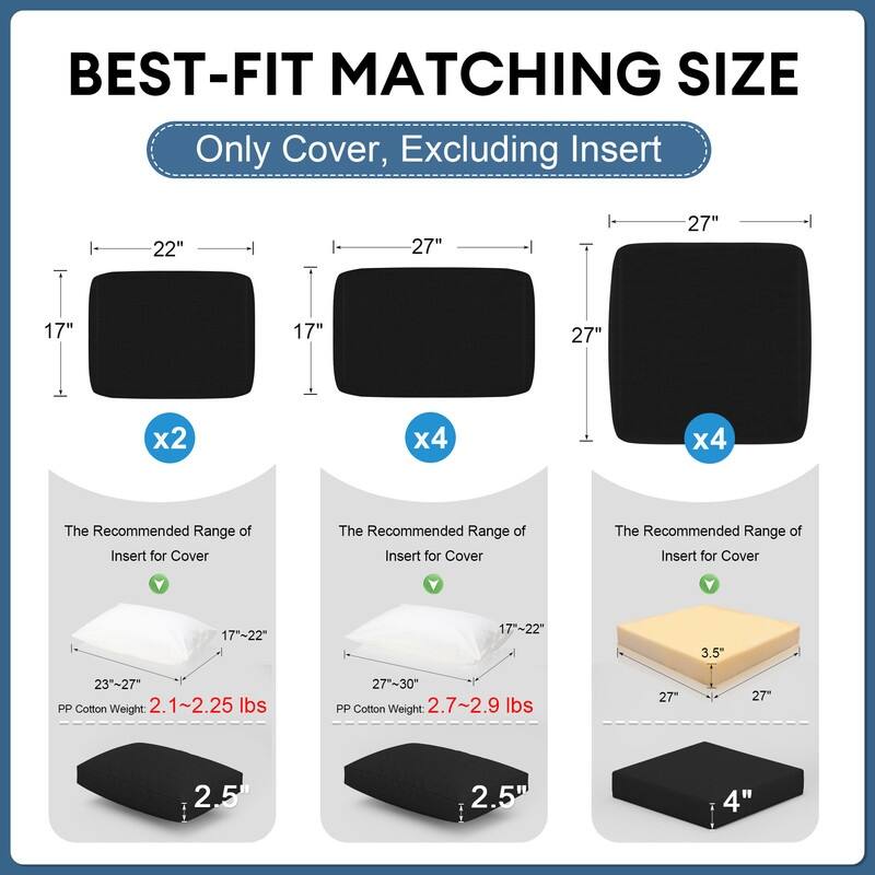 FINCATI 27" × 27" Outdoor Cushion Replacement Cover, Cushion Slipcover for Sectionals, Patio Seat Cover 27 Inches (COVER ONLY!)