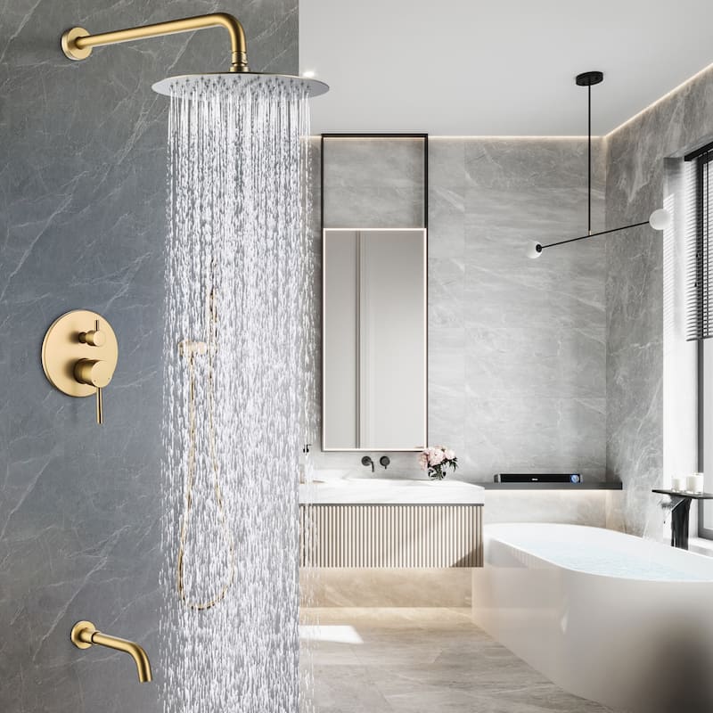 9.84" Solid Brass Pressure Banlanced Shower System with Rough in-Valve