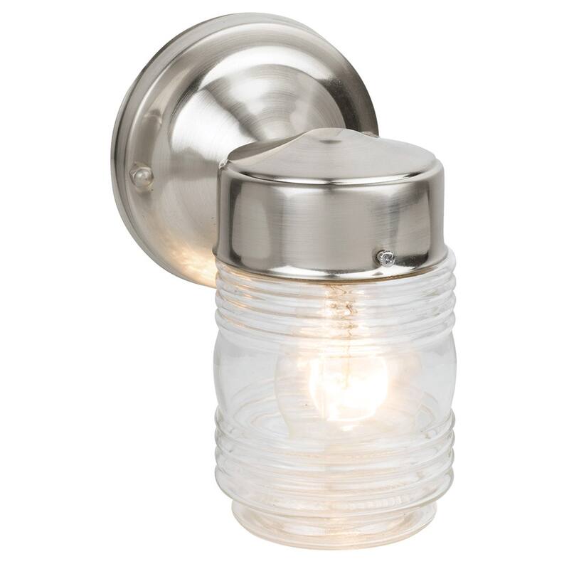 507806 Jelly Jar Classic 1-Light Indoor/Outdoor Wall Light - Satin Nickel
