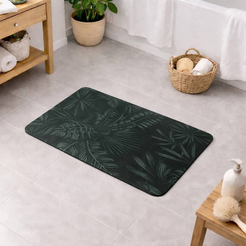 Decorative Bath Mat 24x18 Ultra Absorbent Quick Dry Rug - Tropical Night