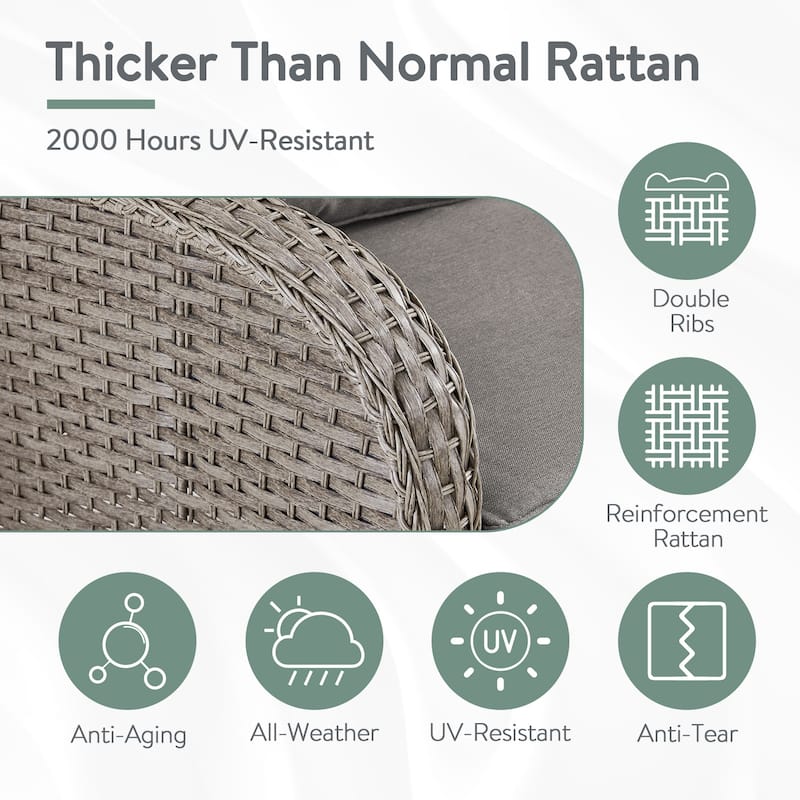 Pocassy Patio Outdoor Sofa Swivel Chairs with Ottman Table Set