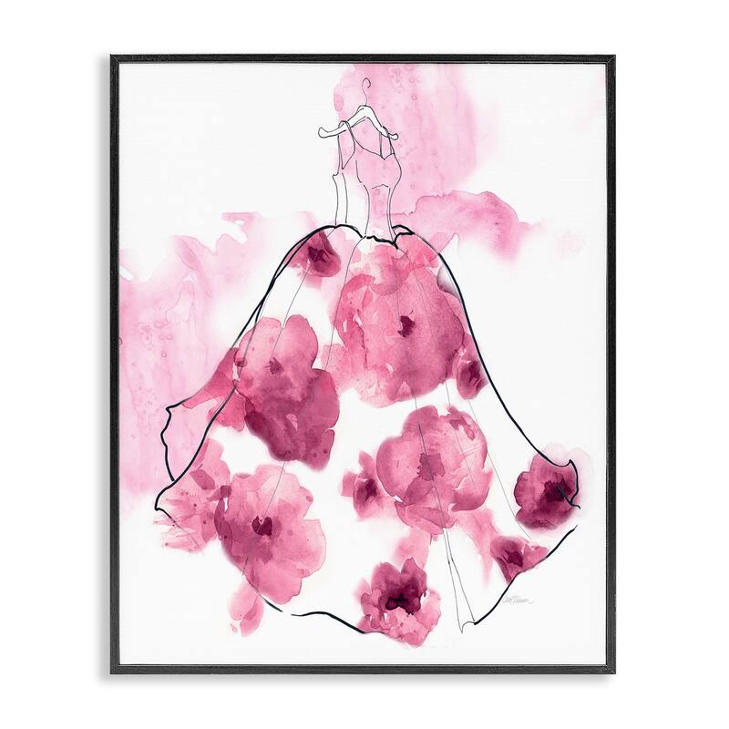 Stupell Alluring Flower Dress Abstraction Framed Giclee Art Design By Carol Robinson - 24 x 30 - Black