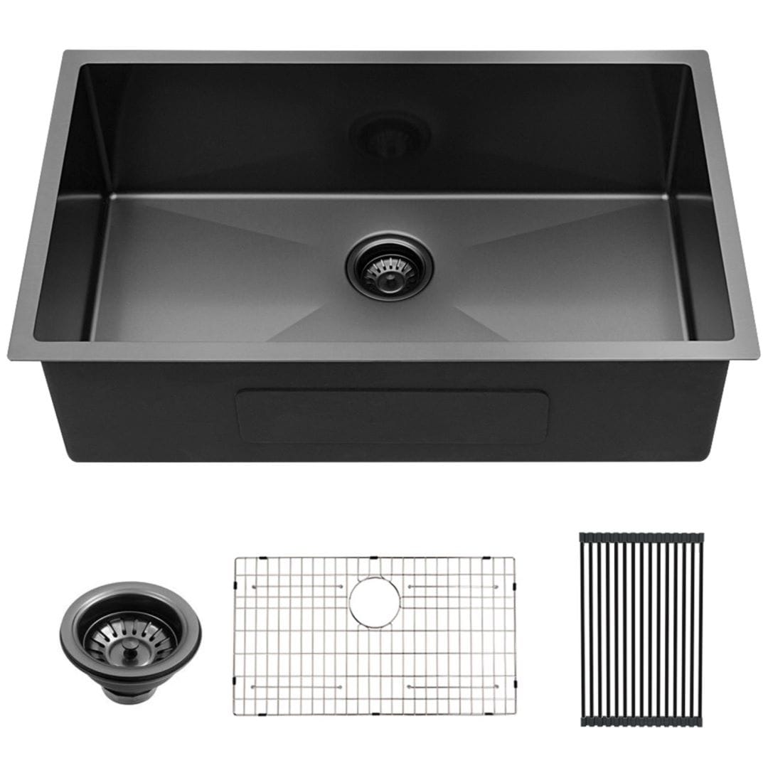 Lordear 30/32/33 inch Gunmetal Black 16 Gauge Stainless Steel Kitchen Sink  Undermount Single Bowl Sink On Sale Bed Bath  Beyond 31706139