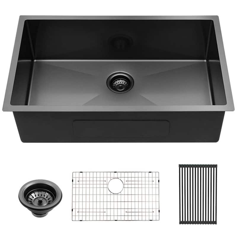 30"/32"/33" Undermount Stainless Steel 16Gauge Kitchen Single Bowl Sink
