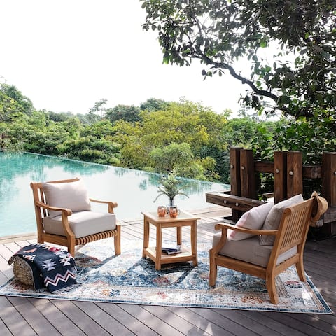 Chara 3-piece Outdoor Teak Wood Chat Set by Havenside Home