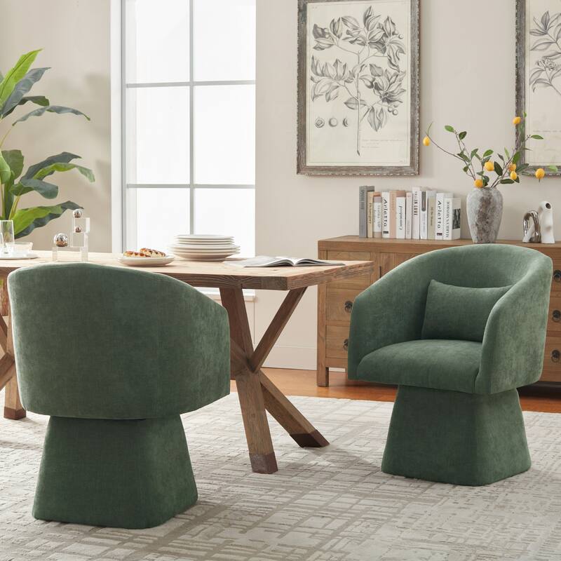 360° Swivel Barrel Fabric Upholstered dining chair with Pillow