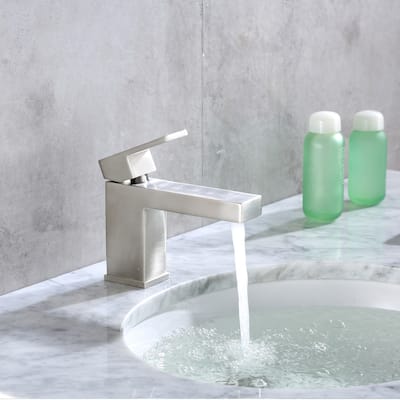 Luxier BSH05-S Single Handle Single Hole Bathroom Faucet with Drain