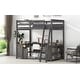 preview thumbnail 32 of 34, Wood Loft Bed with U-haped Desk, Kids Lofa Bed Frame with Storage Shelves, Drawers, Ladder, Guardrails