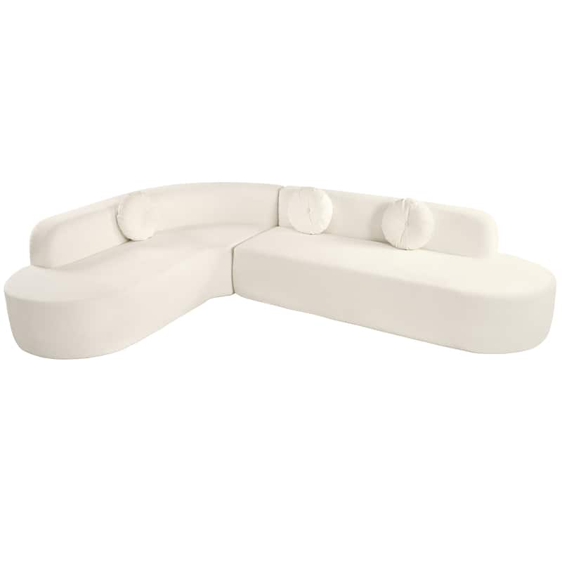 122" Polyester 4-Seat Sectional Sofa with Curved Design & High-Resilience Foam