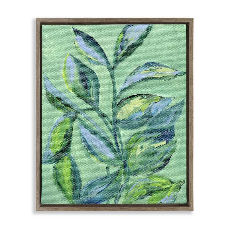 Stupell Leafy Plant Foliage Framed Floater Canvas Wall Art Design By Nikita Jariwala - 17 x 21 - Brown