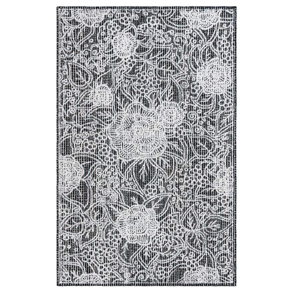 SAFAVIEH Handmade Ebony Dita Modern Floral Wool Rug