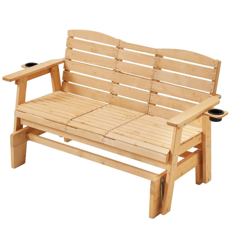 All-Weather Outdoor Glider Chair with Cup Holders, High Backrest & Wide Armrests, Perfect for Gardens, Patios, and Porches