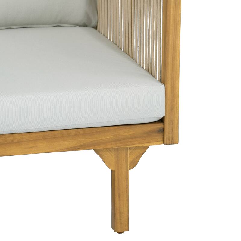 Christopher Knight Home - Acacia Wood Outdoor Patio Sofa with Rope Design