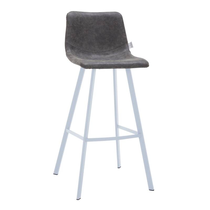 Leather 41" Counter Height Bar Stool with Stainless Steel Legs and Footrest - Grey