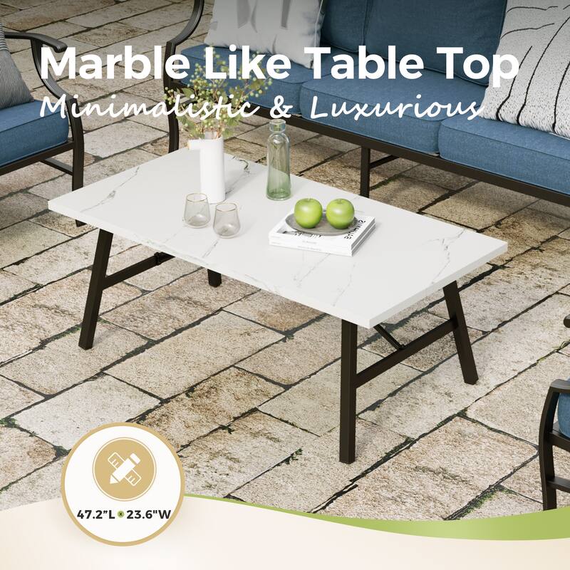 MAISON ARTS 4/5-Piece Patio Conversation Sets, Sofa Set with 2 xSingle Sofa Chairs, 1 x 3-seater Sofa and Coffee Table/Ottomans