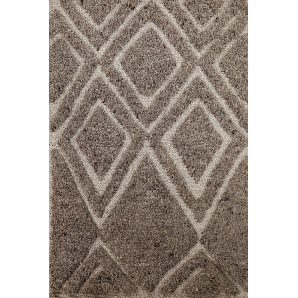 Brown Carved Moroccan Oriental Accent Rug Handmade Wool Carpet - 2'0"x 3'0"