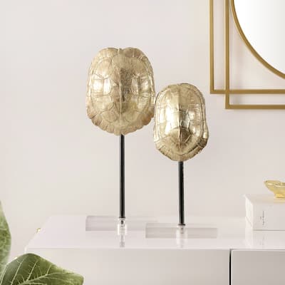 SAFAVIEH Eris Decorative Faux Turtle Shell Table Decor (Set of 2) - 5.1" W x 3" L x 13.4" H