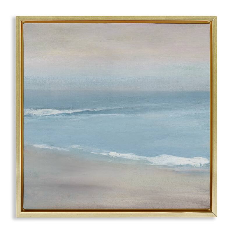 Stupell Coalescing Ocean & Shore Framed Floater Canvas Wall Art Design By Carol Robinson - 25 x 25 - Gold