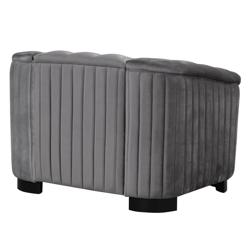 Velvet Modern Accent Sofa Chair with Thick Removable Cushion, Tufted Back, and Solid Wood Legs