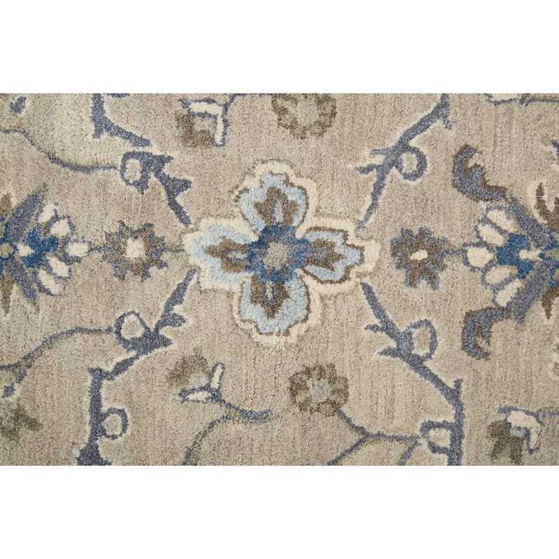 Mattias Tufted Persian Floral Rug, Warm Gray/Blue, Area Rug