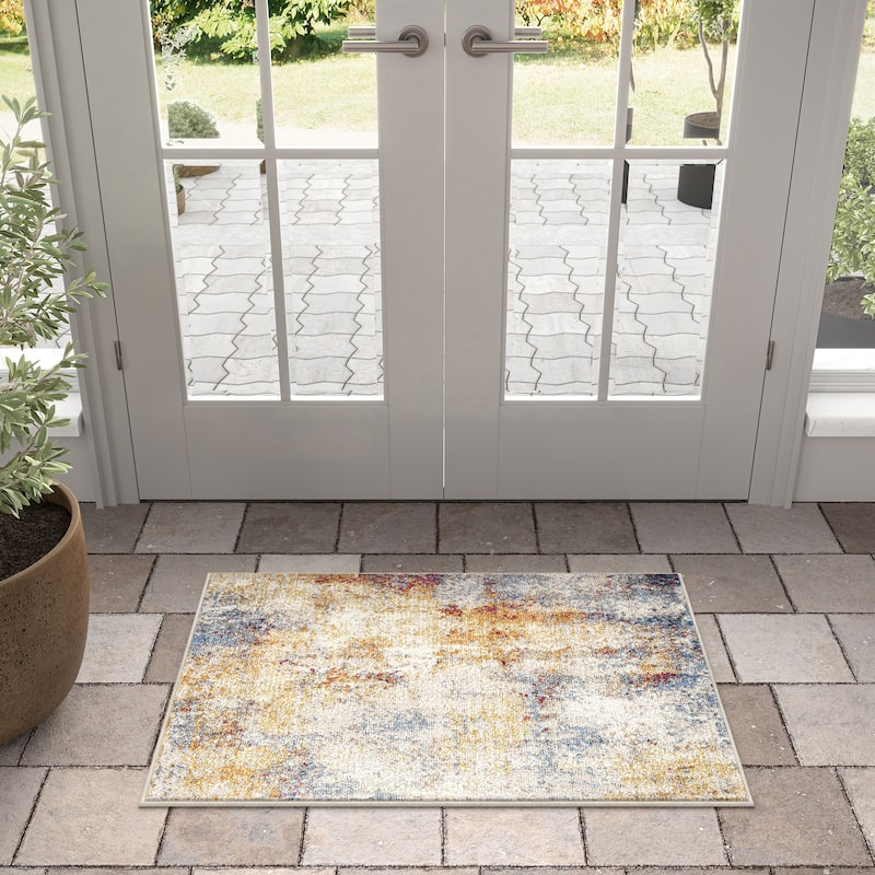 Chesney Modern & Contemporary Abstract Indoor Area Rug - Multi/Blue - 2' x 3'