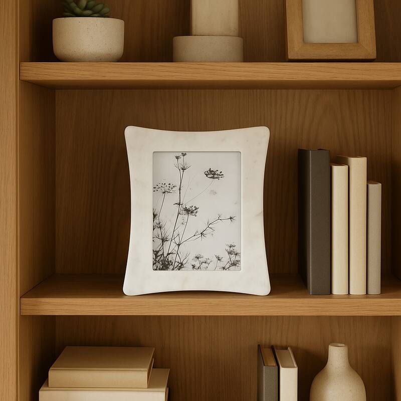 Marble Modern Curved Picture Frame - White, 5x7 in.