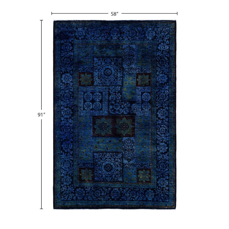 Overdyed One-of-a-Kind Hand-Knotted Area Rug - Blue - 4' 10" x 7' 7"