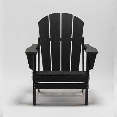 Classic Black Folding Plastic Outdoor Adirondack Chair